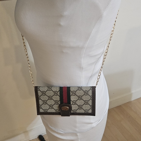 Vintage Gucci Ophidia Bifold Wallet Gold Chain Signature Monogram COA - Picture 7 of 9